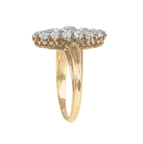 Antique Victorian Era Ring. 0.45ct Cluster Old European Cut Diamond Ring, 14 Kt Gold Plated Diamond Ring.Gifted Ring For Her.size 3-12.4