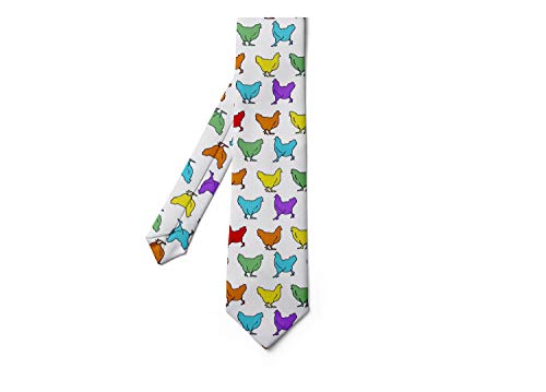 Urteom Men's Novelty Necktie Slim Tie Fashion Hens Chicken Rainbow Textured Skinny Neckties For Men Boys #TOP2