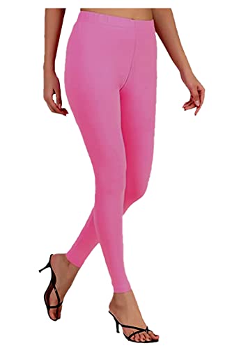 Image of H2 Women's Comfortable Cotton Blend Leggings - Ankle Length, Versatile (in, Alpha, 2XL, Regular, Baby Pink)
