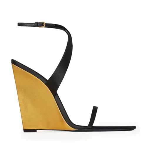 Wedge Sandals for Women Strappy Wedge Heels Pointed Open Toe Heeled Sandals Buckle Ankle Strap Heels Sexy Wedding Dress Shoes2