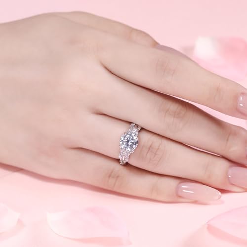 Jeulia 3.5 Carat Butterfly Engagement Ring for Women White Diamond 925 Sterling Silver Branch & Leaves Wedding Band Ring Solitaire CZ Anniversary Promise Rings Romantic Gift with Box3