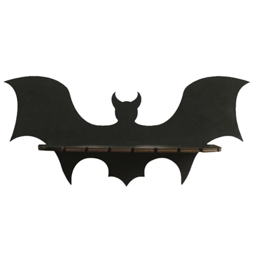 Estante de pared para murciélagos, decoración gótica, estantes flotantes de pared de madera, estante de pared espeluznante para Halloween, hogar, dormitorio
