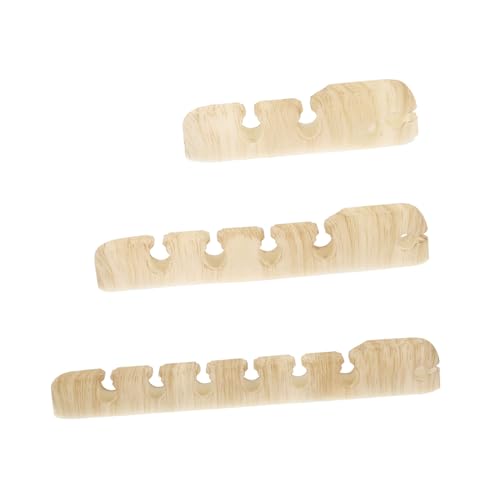 3 piezas Organizadores de cables de silicona con textura de madera para escritorio, impermeables, soportes para cables adecuados para uso en el hogar y oficina miniatura 1