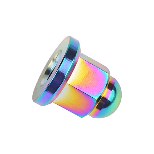 Image of Titanium M6 M8 M10 Dome Head Acorn Nuts for Bicycle Motorcycle Exhaust Pipe Car Pack of 6 (M8, Ranibow)