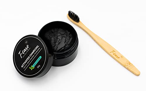 Image of Brilish Charcoal Teeth Whitening Tooth-Care Kit - Natural Activated Charcoal Powder, Charcoal Toothpaste, Bamboo Toothbrush, Organic Pulling Oil - Fluoride-Free, Removes Stains, Freshens Breath