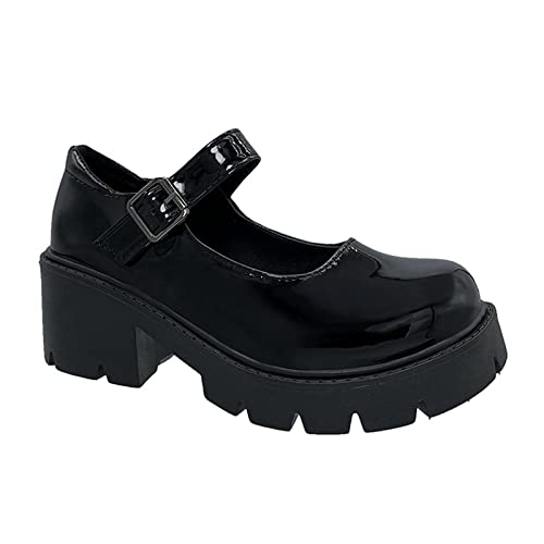 UOQAPRE Mary Jane Shoes for Women Gothic Shoes Womens Chunky Heel Oxford Dress Shoes School Uniform Pumps Shoes for Girl