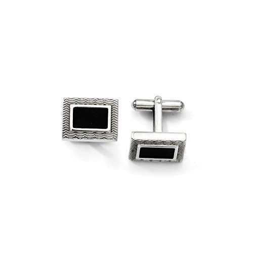 Mancuernillas negras de acero inoxidable sólido 14mm x 18mm miniatura 1