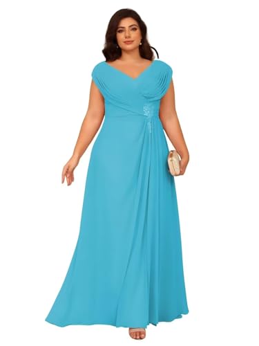 Image of Clothfun Simple V Neck Mother of The Bride Dresses Lace Appliques Chiffon Sleeveless Mother of The Groom Dress CYN014