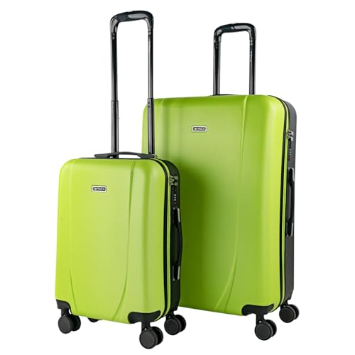 ITACA - Juego de Maletas Trolley de Viaje rígidas Ligeras Resistentes 4 Doble Rueda 360° Set. Cabina y gradne con candado de combinación, Pistacho-Antracita