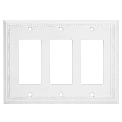 Image of Henne Bery Sunken Pearls Heavy Duty Decorative Wall Plate Switch Plate Outlet Cover (Triple Decorator, White)