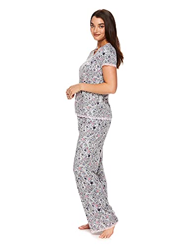 kathy ireland Womens Lounge Shirt and Pajama Pants Sleep Set (Deep Grey, Large)