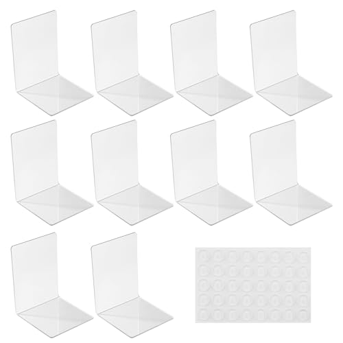 10 Stück Transparenten Buchstützen-Set, 40 Stück Anti-Rutsch-Pad-Acryl-Buchstütze, 3mm verdickt Stück Klarer Buchständer kann für Buchhalter, Bibliotheks-Buchständer, Bücherstützen, Büro-Bookends