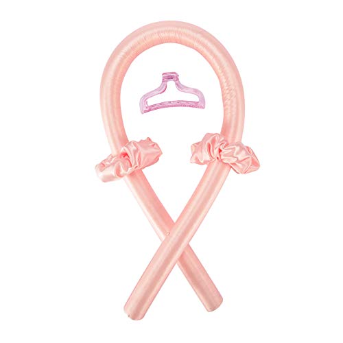 Heatless Curling Rod Headband Silk for Hair,No Heat Lazy Curler Set, Silk Ribbon Hair Rollers Kit,Sleeping Soft Headband Wave Formers Hair Curlers DIY Hair Styling Tools for Long Medium Hair (Pink)