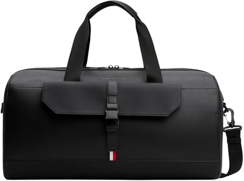 Tommy Hilfiger Bolsa Duffle Hombre Foundation Bolsa Fin de Semana, Negro (Black), Talla Única