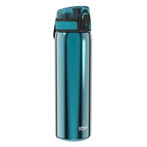 Ion8 Steel Water Bottle, 600 ml/20 oz, Leak Proof, Easy to Open, Secure Lock, Hygienic Flip Cover, Fits Cup Holders, Carry Handle, Durable, Carbon Neutral, Metallic Aqua Ion8 Steel Water Bottle, 600 ml/20 oz, Leak Proof, Easy to Open, Secure Lock, Hygienic Flip Cover, Fits Cup Holders, Carry Handle, Durable, Carbon Neutral, Metallic Aqua