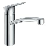 hansgrohe Logis M31 - grifo de cocina, 1 tipo de chorro, mezclador monomando cocina 160 mm, grifo cocina fregadero con caño giratorio, cromo