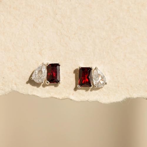 CAITLYNMINIMALIST Toi et Moi Custom Duo CZ Gemstone Dainty Birthstone Stud Earrings for Women4