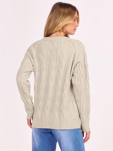 ANRABESS Sweaters for Women Long Sleeve Crewneck Cable Knit Casual Loose Pullover Tops 2025 Trendy Fall Vintage Outfits4