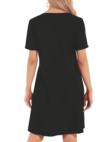 Womens Summer Dresses 2024 Casual Loose T-Shirt Short Sleeve Plus Size Flowy Sundresses with Pockets2