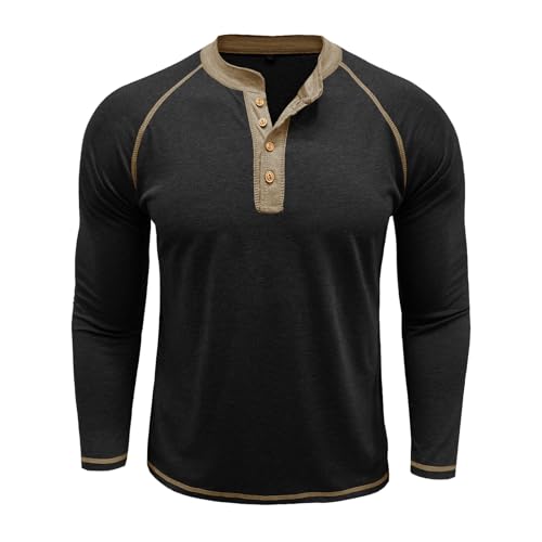 Mens Henley Shirts Long Sleeve Casual Classic Button T-Shirt Lightweight Stylish Pullover Tees Top2