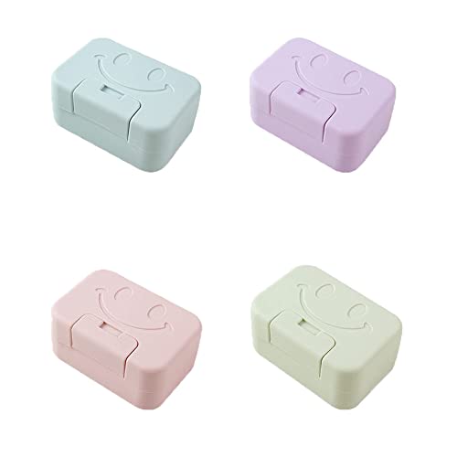 Notherss Jtkeji Jabonera, Jabonera de Viaje Jabonera con Tapa Jabonera Impermeable Contenedor de Jabón Plástico 4 Piezas Jabonera Sellada para Ducha Cocina, Camping, Exterior (FZ-001) Cover