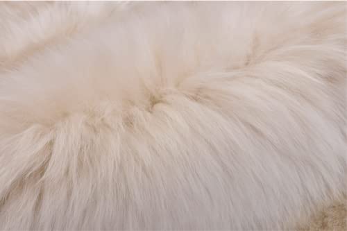 Huahoo Premium Genuine Sheepskin Rug Linen Real Australia Sheepskin Natural Luxury Fluffy Lambskin Fur Area Rug Seat Covers For Kids Bedroom Sofa Chair Cover Pets Dogs Mat Double Pelt/2' X 3' Linen #TOP2