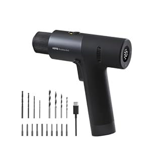 HOTO Cordless Brushless Drill 12V, LED Display Screen, 30 Precision Gears, 2 Working Modes, 2000mAh Battery, 266 In-lbs (30N·m) Torque, 3/8 Inch Keyless Chuck, 1400RPM, 10 x Bits, 8 x Drill Bits