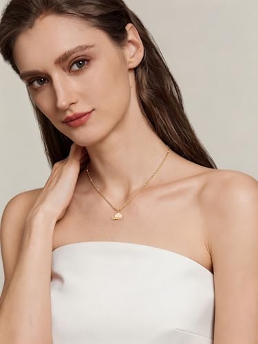 TutuTiara. Pink Shell Snail Pendant Necklace for Women, 14K Gold Plated - image 3