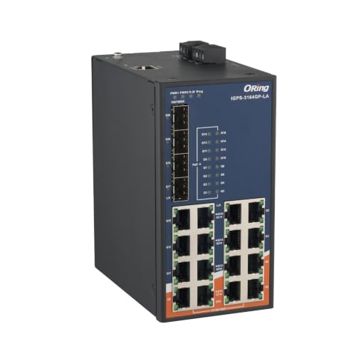 Image of IGPS-3164GP-LA | 20-Port Gigabit Managed PoE Switch, 16 GE PoE+, 4 SFP Slots, ORing Industrial Networking