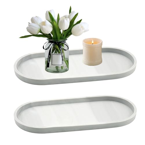 2 St&uuml;ck Badezimmer Tablett Marmor Pattern Schmuck Tablett Deko Schale Oval Platte Tablett f&uuml;r T&uuml;cher Kerzen Handtuch Seife Pflanze Schmuck(Oval)