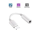 Lightning to 3.5 mm Headphone Jack Adapter, Connector for iPhone X/ iPhone 8/ 8 plus/ iPhone 7/ 7 plus, Support for Music Control & Calling Function (Supports iOS 10.3/iOS 11 or Later)(White)
