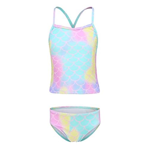Aisyee Mädchen Tankini Bademode Kinder Zweiteiliger Badeanzug Floral Mädchen Schwimmanzug 110 116/5-6 Jahre