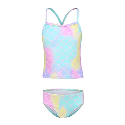Aisyee Mädchen Tankini Bademode Kinder Zweiteiliger Badeanzug Floral Mädchen Schwimmanzug 110 116/5-6 Jahre