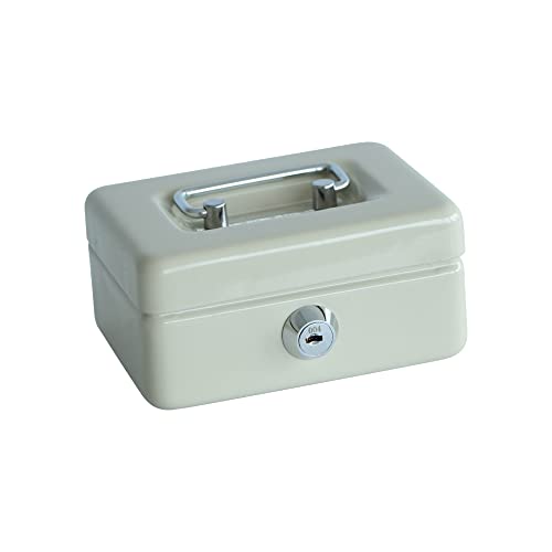 Btv - Caja Caudales-10 Beige En Oferta Btv | Caja Caudales Con Llave Para Contar Y Transportar Dinero | Caja De Seguridad Con Organizador De Monedas Y Billetes | 12.5X9.5X6 Cm