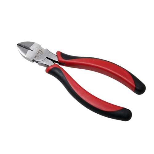K Tool International 52006 6" Diagonal Cutting Pliers for Garages, Repair Shops, and DIY, Chrome Vanadium Steel, Heat Treated, Ergonomic Comfort Grip Handle, Red/Black