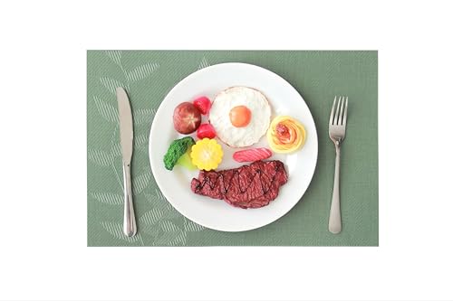 Image of Dribble PVC Placemats Set of 4 | Heat-Resistant, Washable, Waterproof Table Mats | Anti-Slip Dining Table Placemats for Kitchen & Home Decor - 45x30cm, Design -Urban Leaf