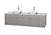 Wyndham Collection 80" Double Bathroom Vanity in Gray Oak, White Carrera Marble Countertop, Pyra White Porcelain Sinks, and No Mirror