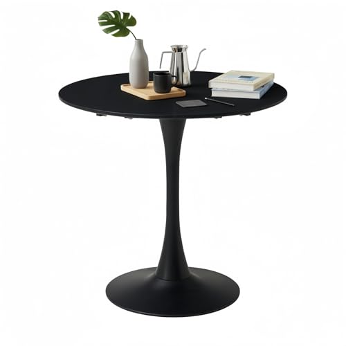 Uderkiny Table Ronde Salle à Manger 80 cm, Convient pour 2 à 4 Personnes, Panneau MDF/Pieds en Métal, pour Cuisine/Salle à Manger/Café/Salon (Noir)