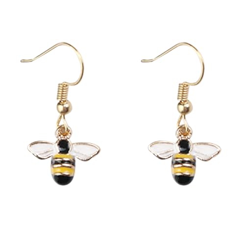HAICN Pendientes de abeja esmaltados con diseño de abeja, color amarillo y negro, aretes de moda para mujer, joyería de abeja, regalo de disfraz para mujer, Metal