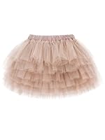 Camilife Baby Kleinkind Mädchen Tuturock Kuchenrock Tütürock Stufenrock Prinzessinrock Minirock Ballett Tutu mit Elastischer Bund Kostüm Basic - Khaki-rosa Herstellergr. 90