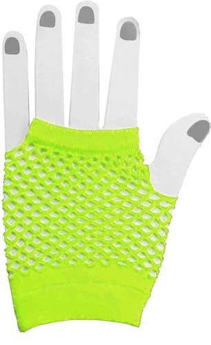 Adult's 80s Yellow Fishnet Gloves Costume Accessory