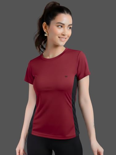 Image of White Moon Gym Tshirt for Women Workout Dry Fit t Shirt Sports Tshirt | Gym Tops for Woman | Lightweight Round Neck Breathable Half Sleeve Activewear Running Yoga Tops for Woman
