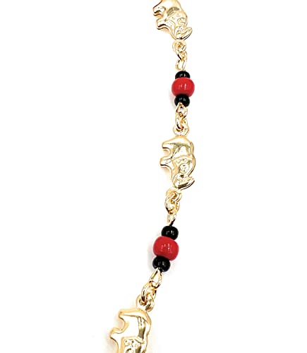 18K Brazilian Gold Filled Anklet Link Chain Good Fortune & Azabache Protection Jewelry3