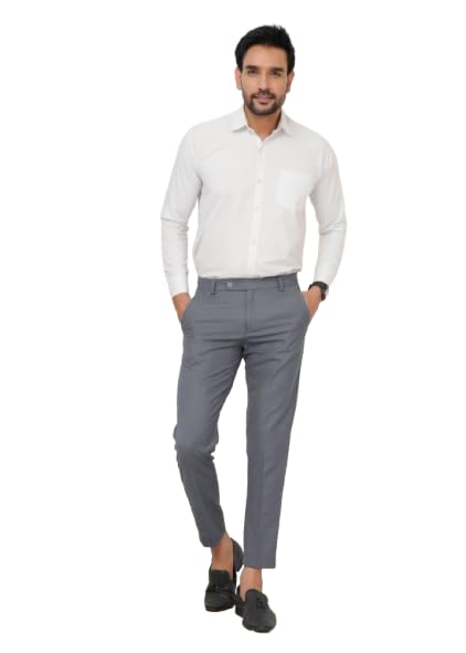 pt padmark Men's Premium Side Button Formal Ankle Fit Trousers | Mid Rise Slim Fit Flat Front Pants | Non-Stretchable Poly Cotton Formal Wear for Office & Business-picture-22