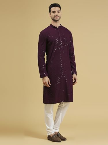 Image of Rajubhai Hargovindas Men Chikankari and Sequin Work Kurta