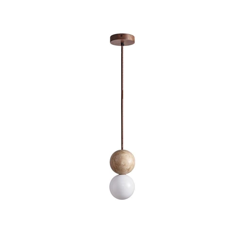 LYOUAE Nordic Yellow Travertine Pendant Light Modern Spherical Hanging Lamp