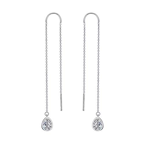Teardrop Earrings Threader Earrings 925 Sterling Silver Droplet Jewelry Drop Dangle Long Charm Earrings for Women Girls Birthday Gifts