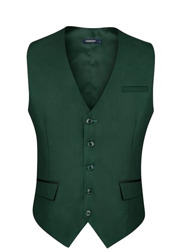HISDERN Men's Suit Vest Business Suit Vests for Men Formal Slim Fit Solid Wedding Dress Waistcoat for V-Neck Tuxedo Vest2
