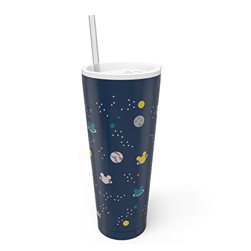 Image of Zak Designs Disney Mickey Mouse Vacuum Insulated Stainless Steel Travel Tumbler with Splash-Proof Lid, Includes Reusable Plastic Straw and Fits in Car Cup Holders (18 /8 SS, 25 oz, Space)