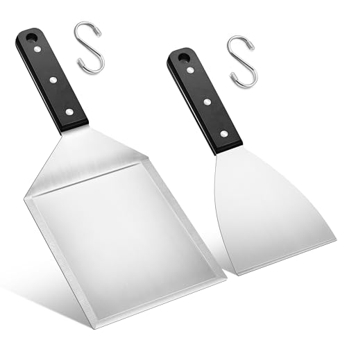 Image of Herogo Grill Spatula Set, Stainless Steel Wide Burger Spatula & Slant Edge Grill Scraper with ABS Handle, BBQ Metal Grill Scraper Heavy Duty Barbecue Tool Set, Ideal for BBQ Grill and Flat Top